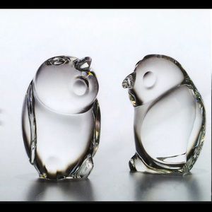 RARE Steuben Glass Owl PAIR Ornaments Prey birds eagle hawkNOT THE PAPER WEIGHTS